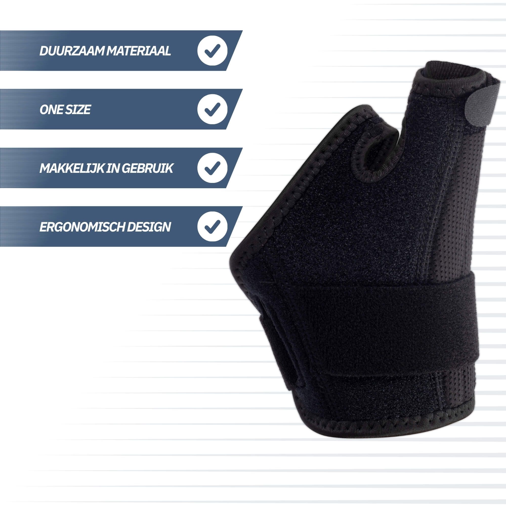 Duimbrace met klittenbandsluiting voor stabilisatie.