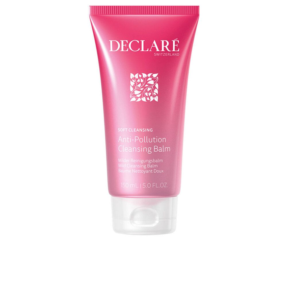 Roze tube met witte dop. DECLARÉ-logo en productnaam. Tekst: Anti-Pollution Cleansing Balm, 150 ml.