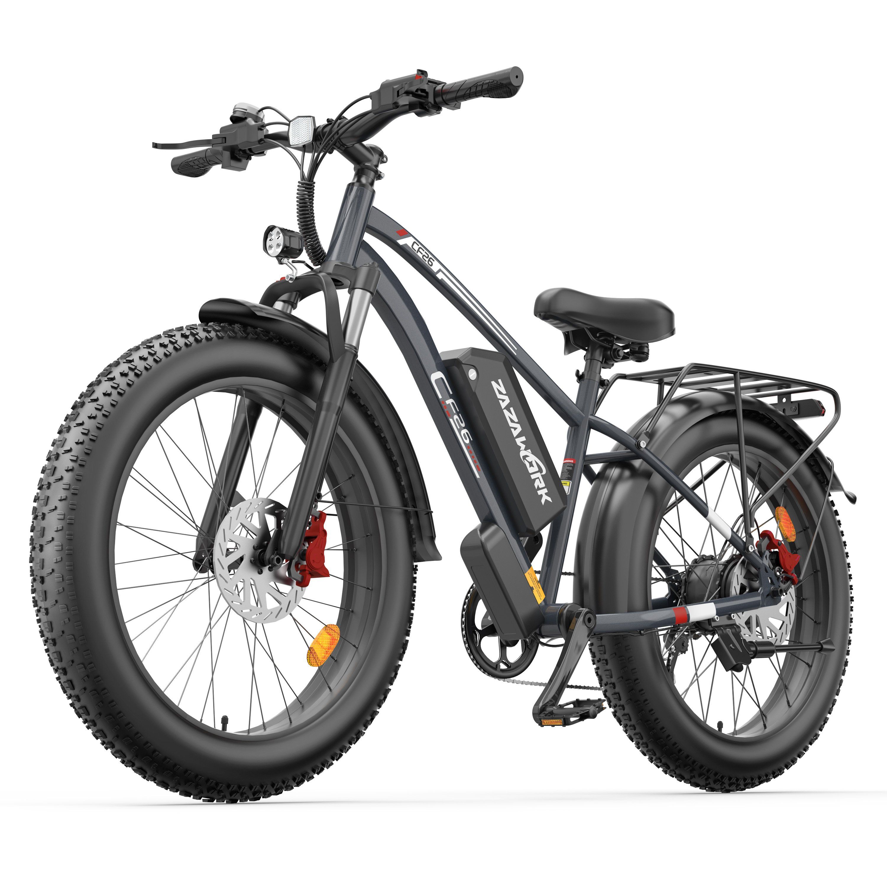 ZAZAWORK CF26 Elektrische fiets voor volwassenen, 48V 20AH accu, hydraulische schijfremmen