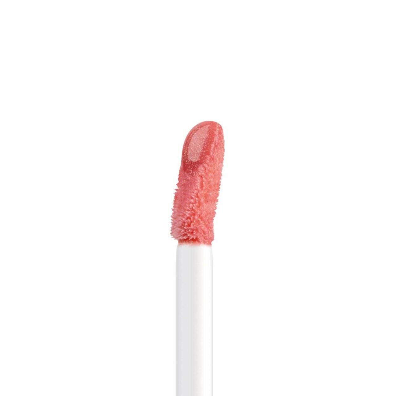Applicator met roze vloeistof. Witte steel, roze vloeistof aan het einde.