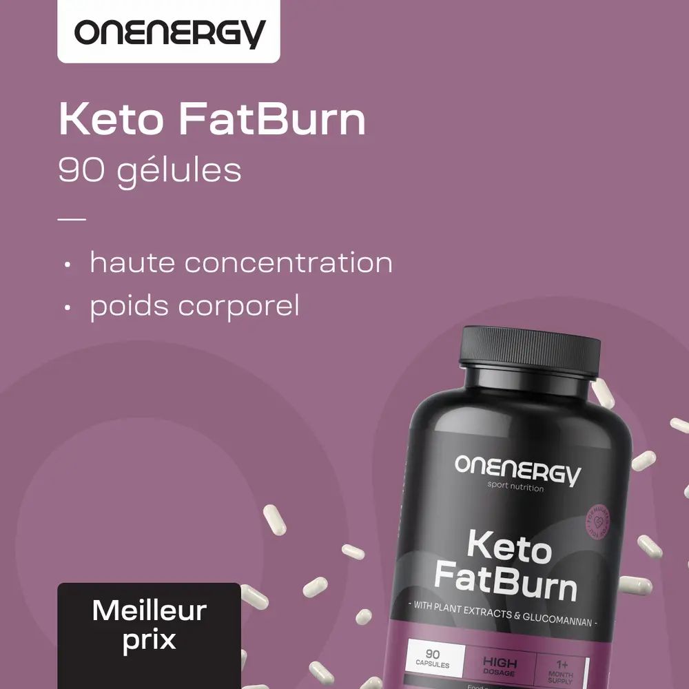 Bouteille OnEnergy Keto FatBurn, 90 gélules. Haute concentration, poids corporel. "Meilleur prix".
