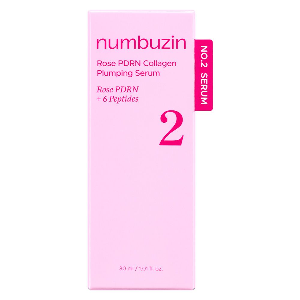 Verpakking van Numbuzin No.2 Rose PDRN Collagen Plumping Serum.