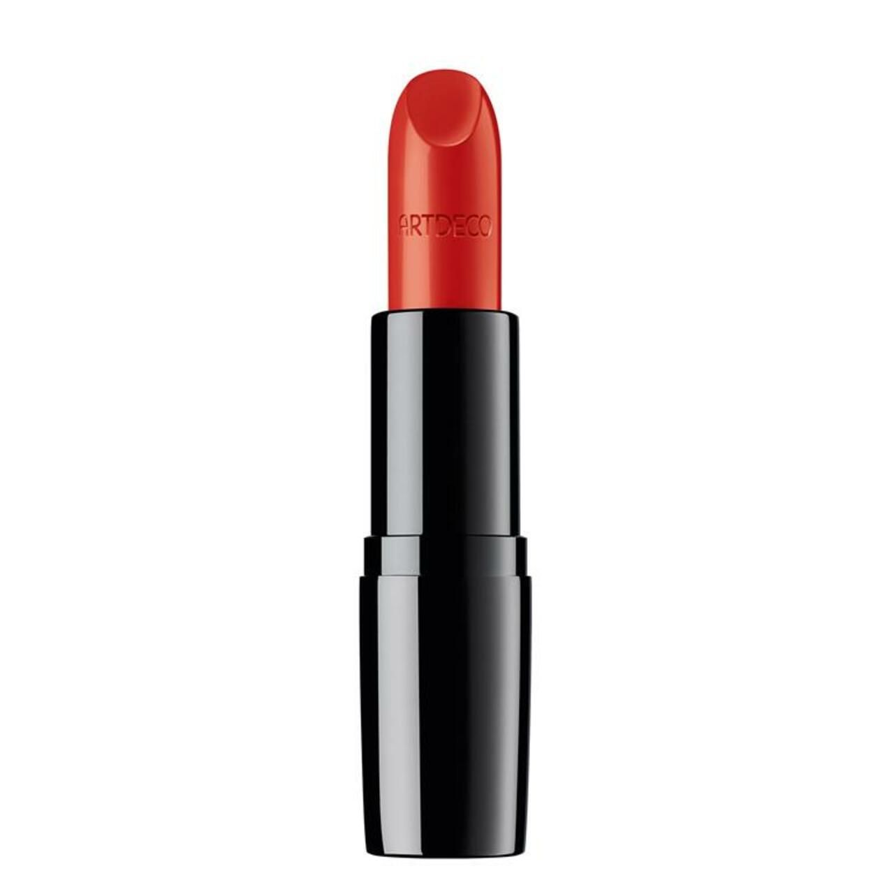 Artdeco Perfect Color Lipstick. Zwarte huls, rode lipstick. Opschrift Artdeco.