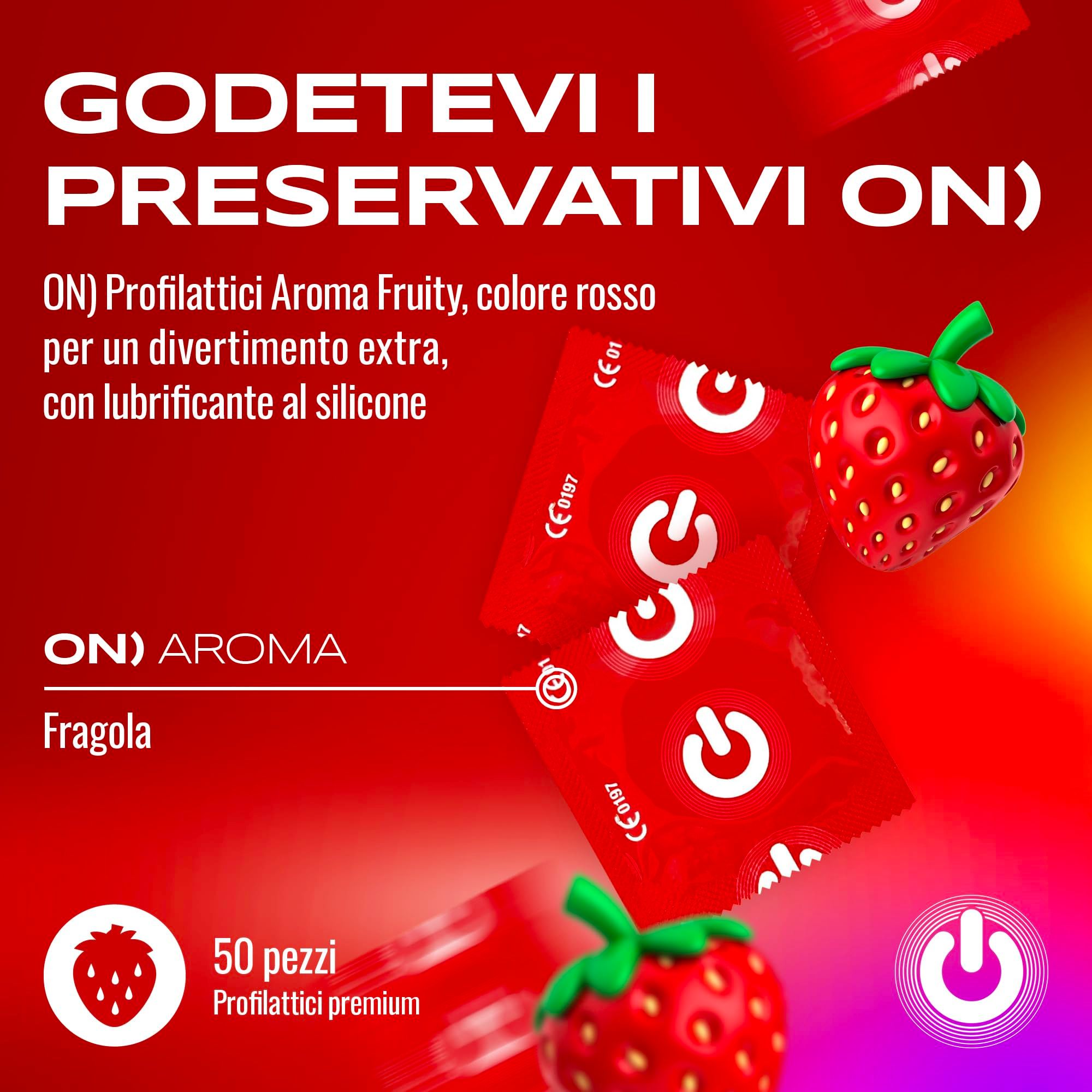 Préservatifs rouges arôme fraise, lot de 50.