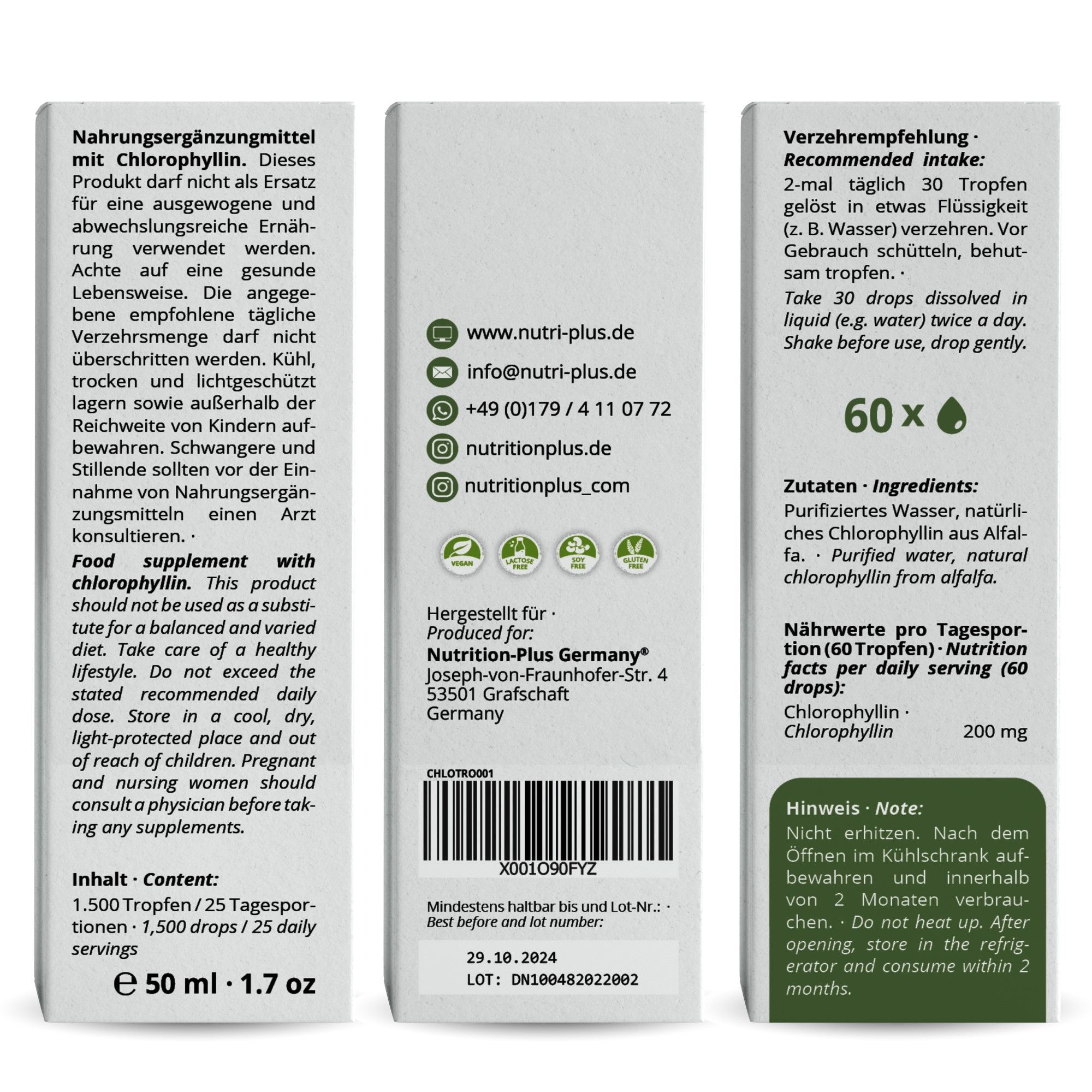 Nutri+ Chlorophyll Liquid Greens gouttes