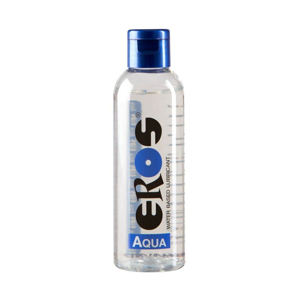 Eros Aqua glijmiddel op waterbasis in een transparante fles met blauwe dop.