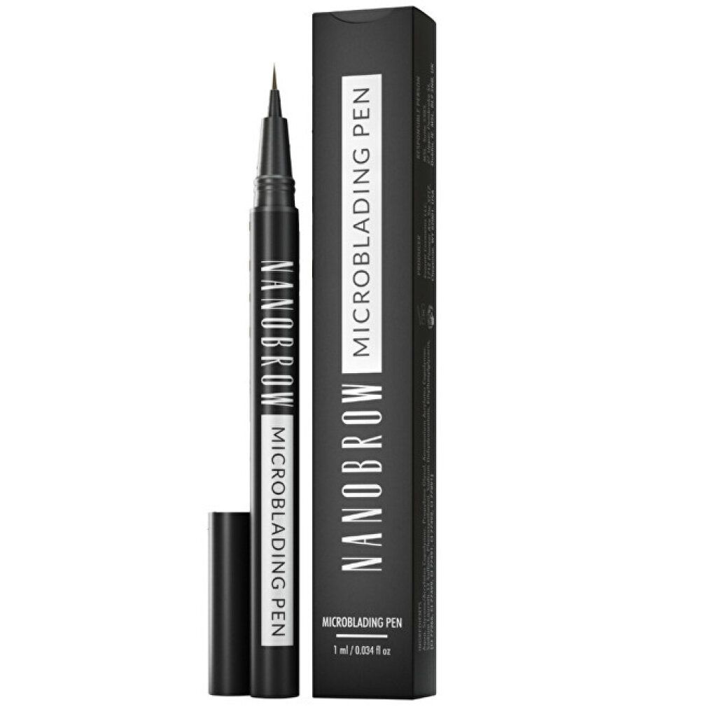 Nanobrow Microblading Pen Donkerbruin, zijaanzicht van de pen en verpakking.