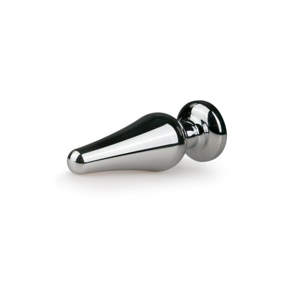 Plug anal conique en métal argenté. Design brillant.