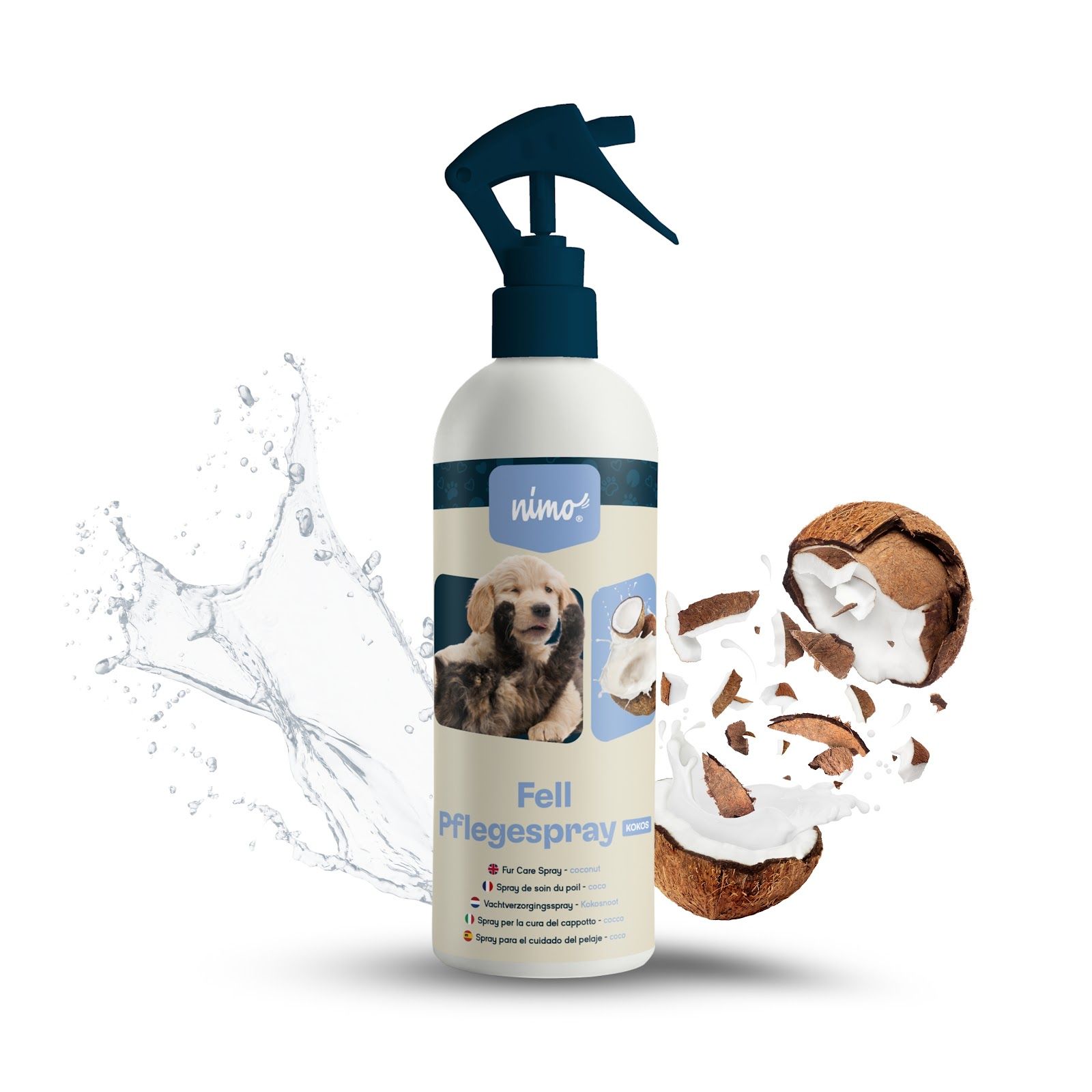 nimo® spray de soin du pelage à la noix de coco pour chiens et chats