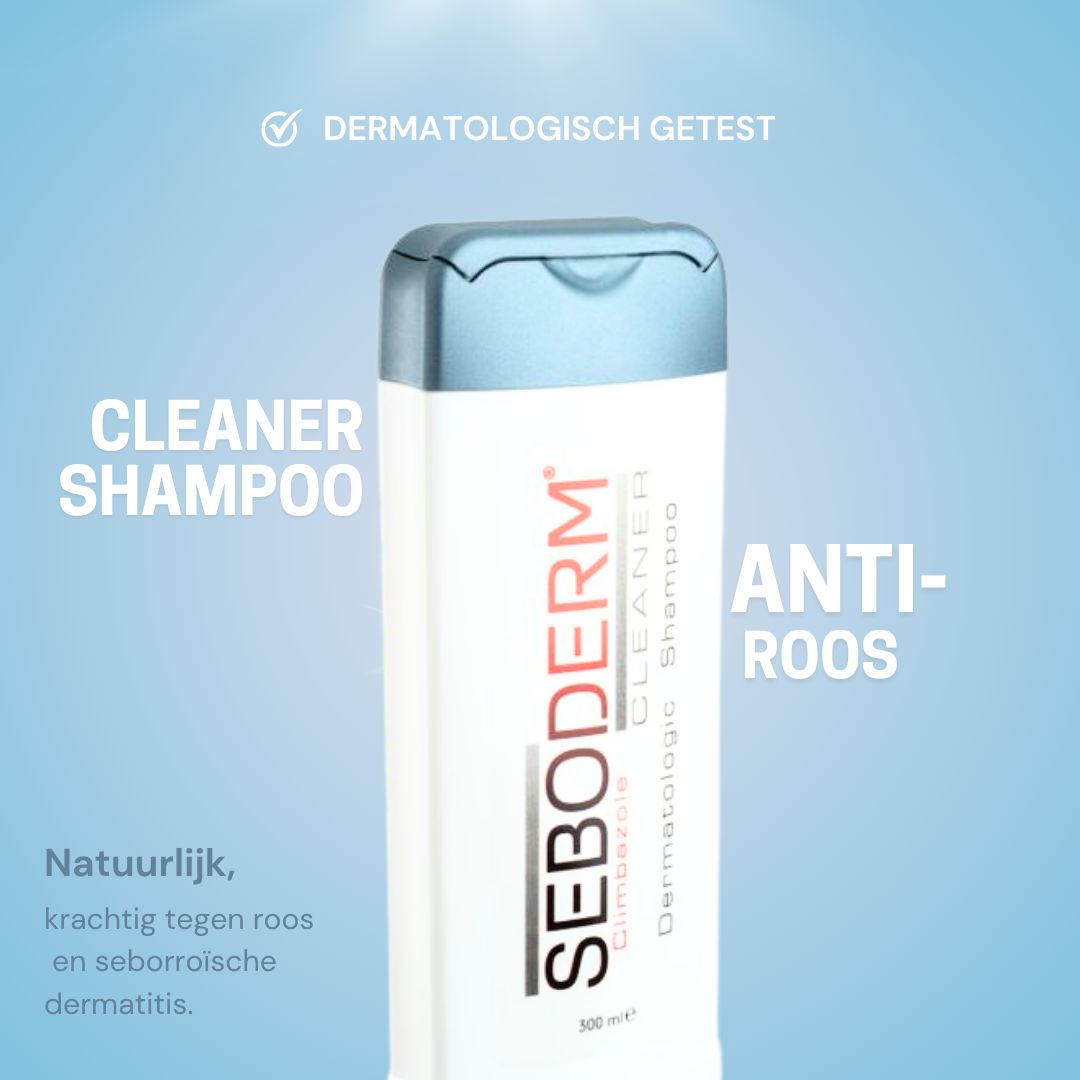 Seboderm Cleaner Shampoo met blauwe dop, dermatologisch getest.