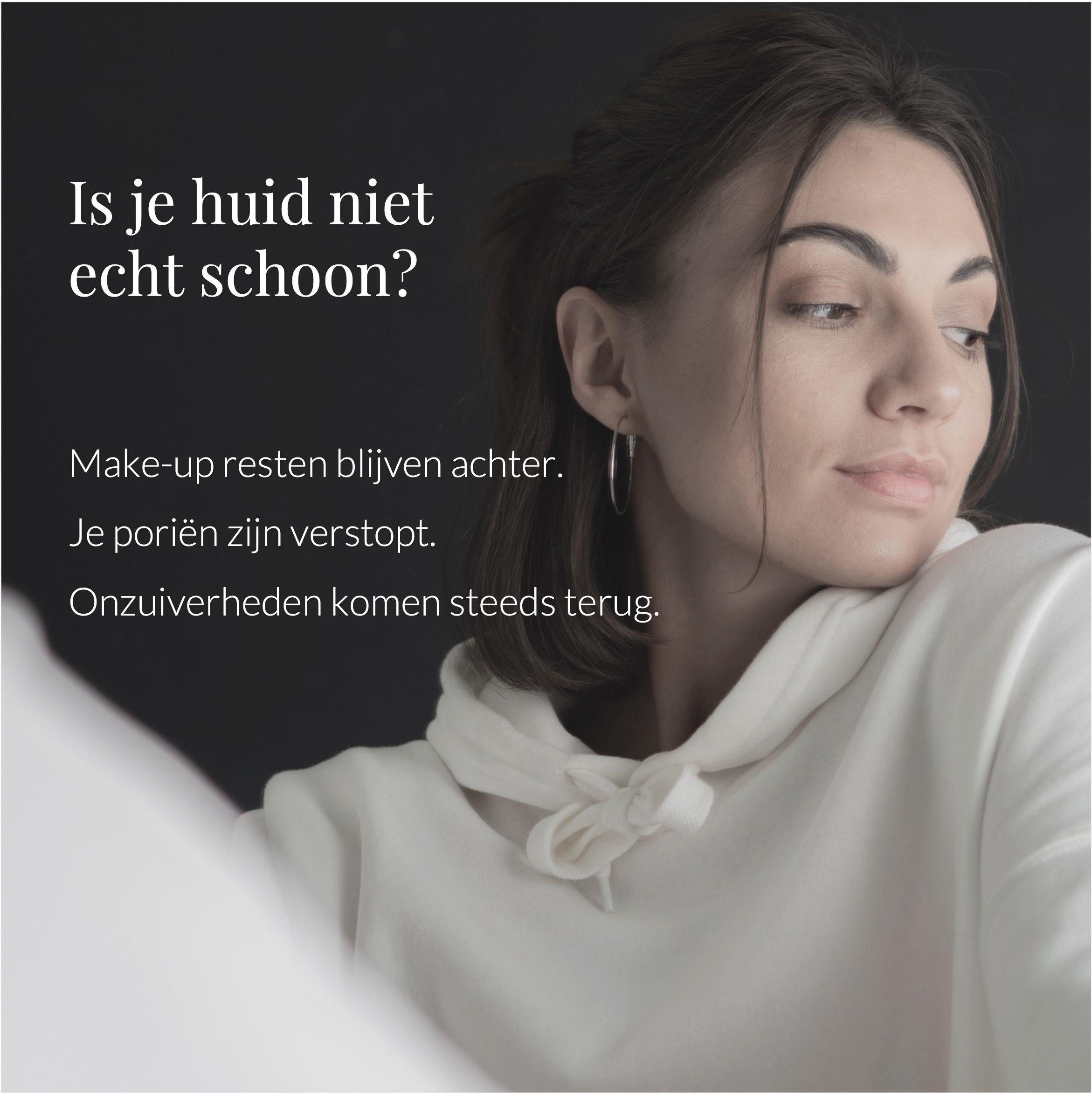 Productfles met tekst en iconen. Tekst: Intensive Face Cleansing Gel. Iconen: druppels, gezicht, pH, etc.