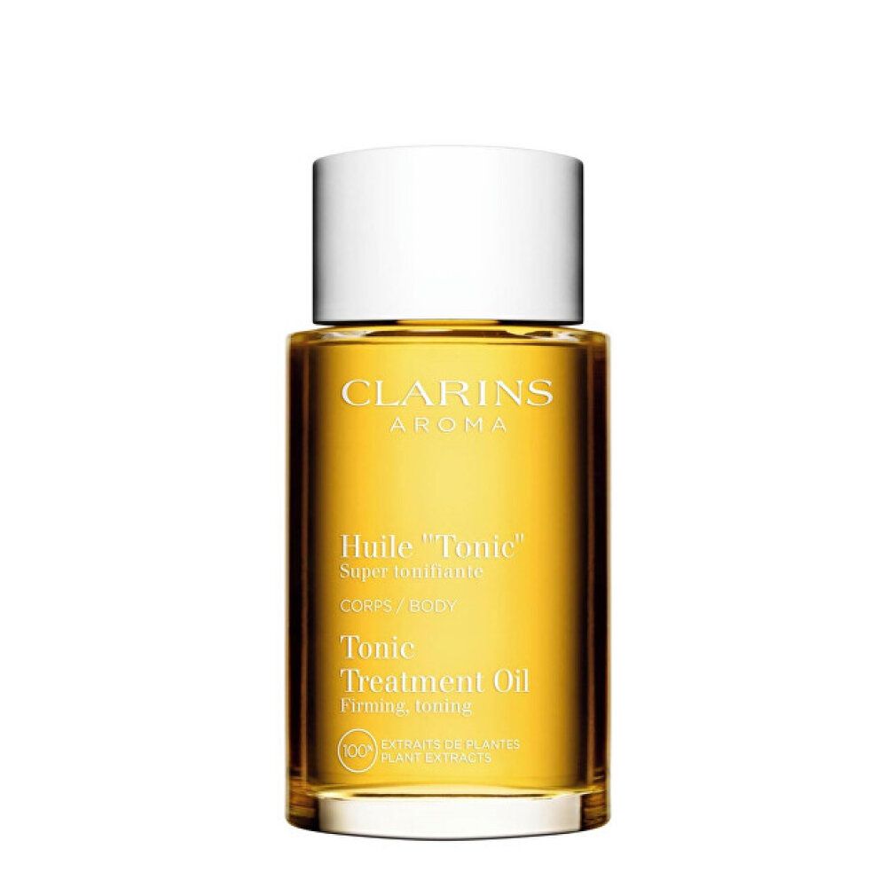 Clarins Huile Tonic met opschrift '100% Plantenextracten'.