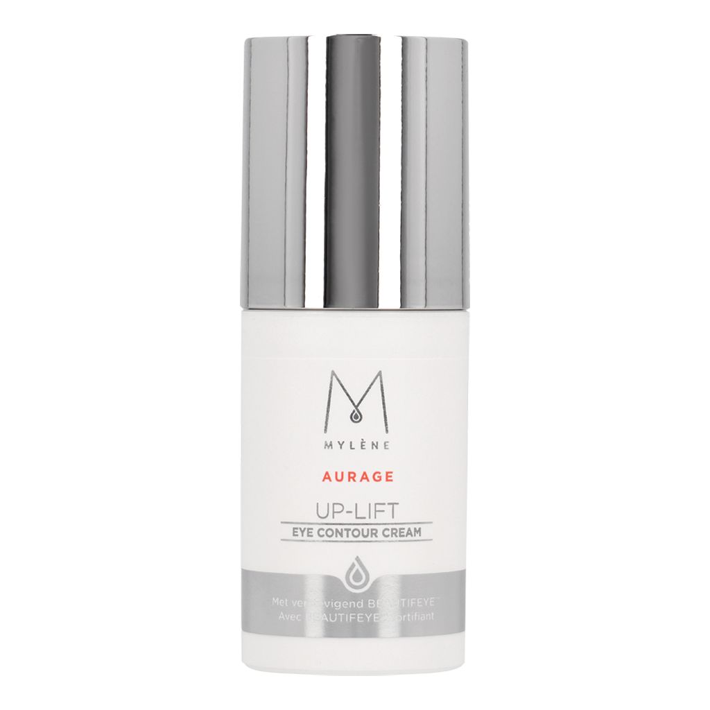 Mylène UP-LIFT Eye Contour Cream flacon met zilveren applicator.