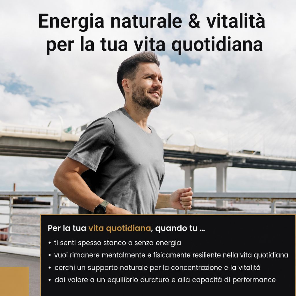 Coureur avec une montre au poignet, à l'extérieur sur un pont, avec du texte sur l'énergie.