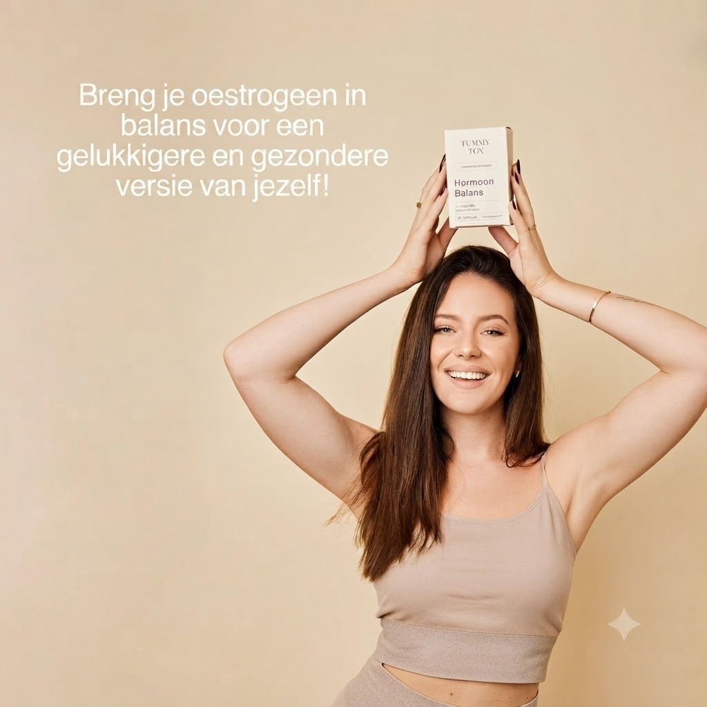 Vrouw houdt een kleine rechthoekige doos vast met opschrift 'Harmony Balance'.