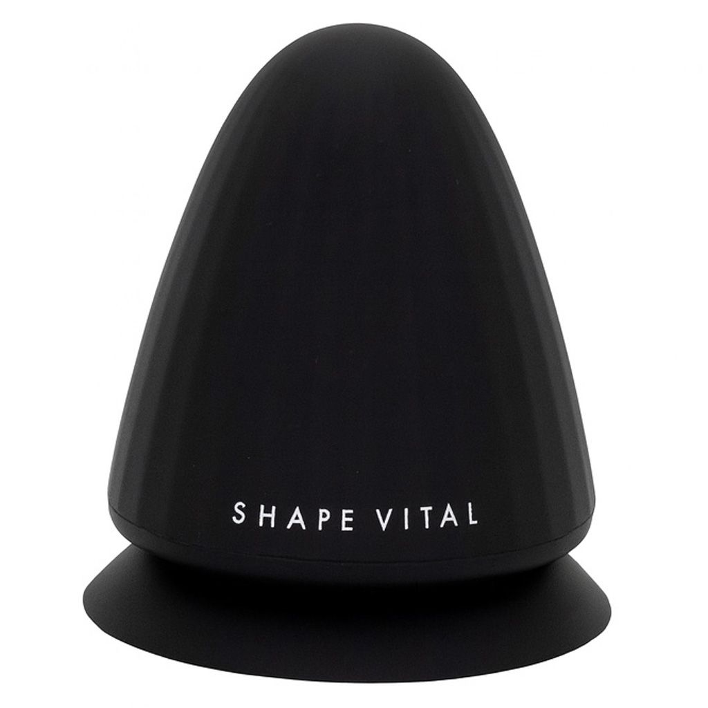 Produit noir en forme de cône avec base arrondie. Le texte "SHAPE VITAL" est visible.