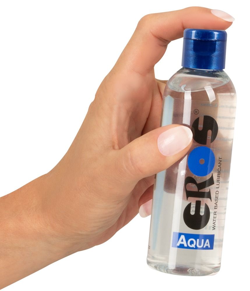 Eros Aqua glijmiddel op waterbasis in een transparante fles met blauwe dop.