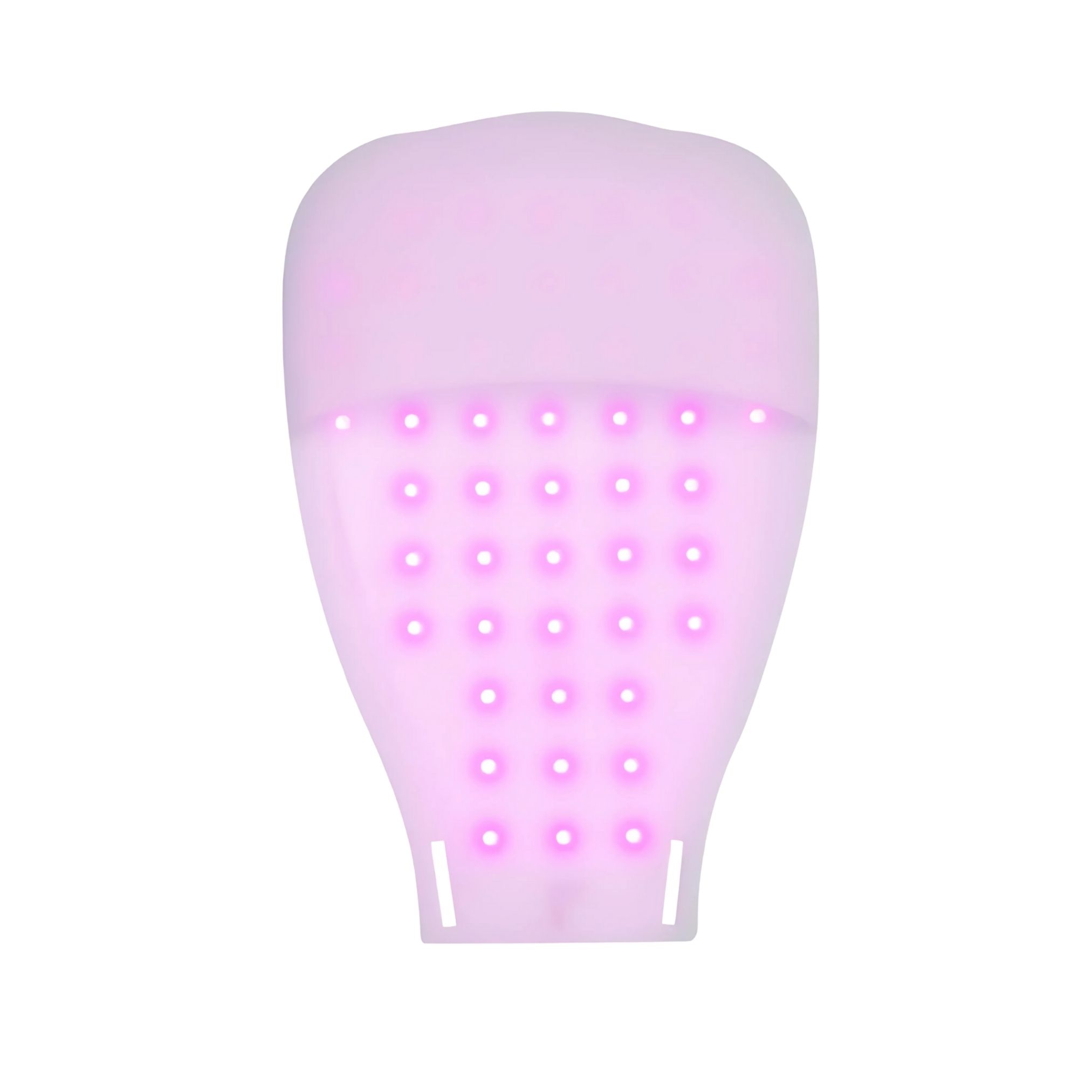 Een enkele roze handschoen met 30 kleine roze LED's in een rasterpatroon.