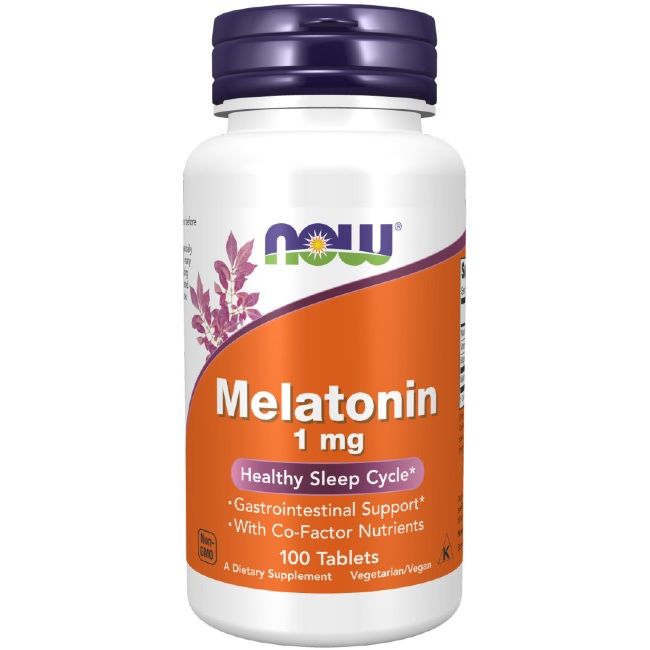 Now Foods Melatonine 1 mg, fles van 100 tabletten voor gezonde slaap.