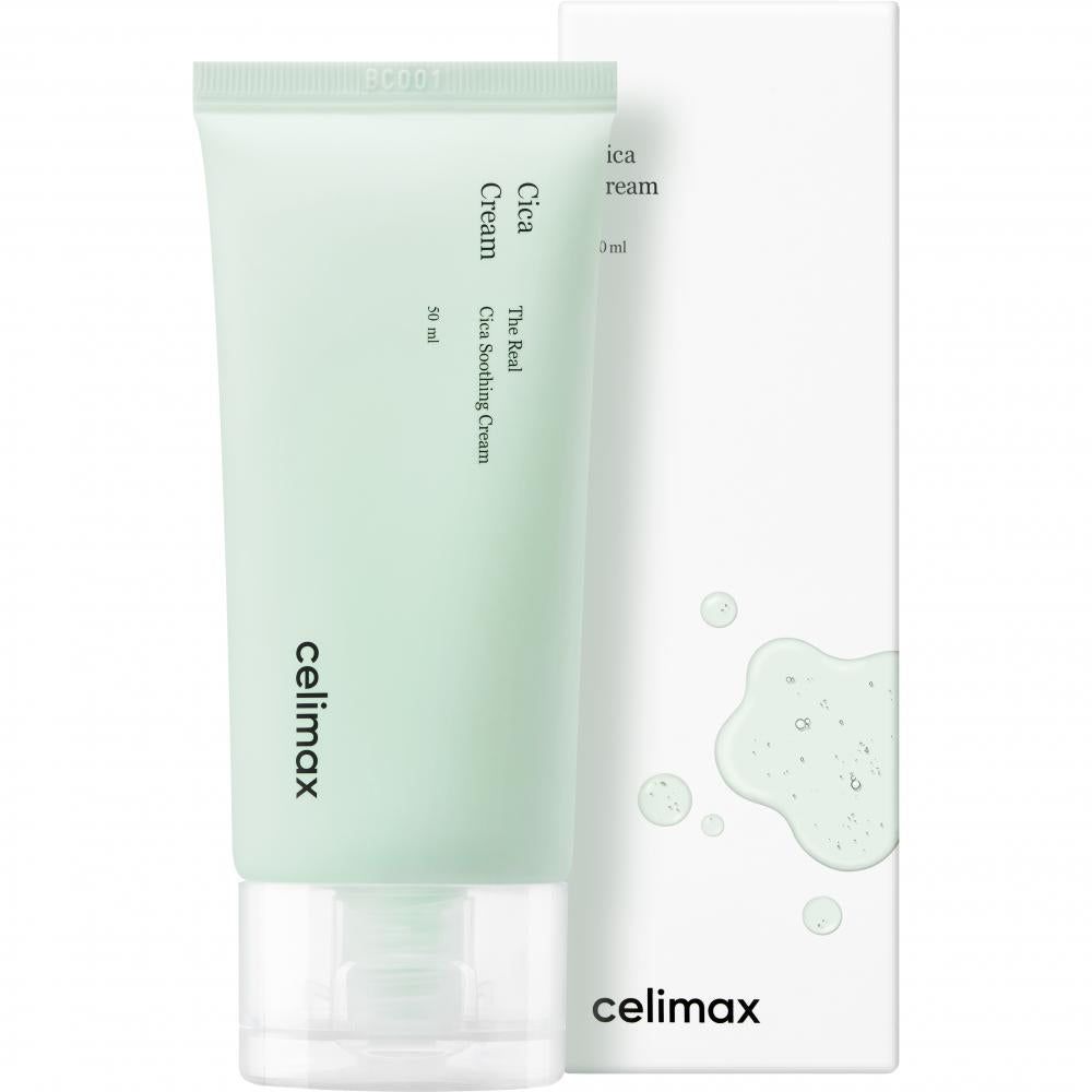 Celimax Cica Creme tube naast verpakkingsdoos.