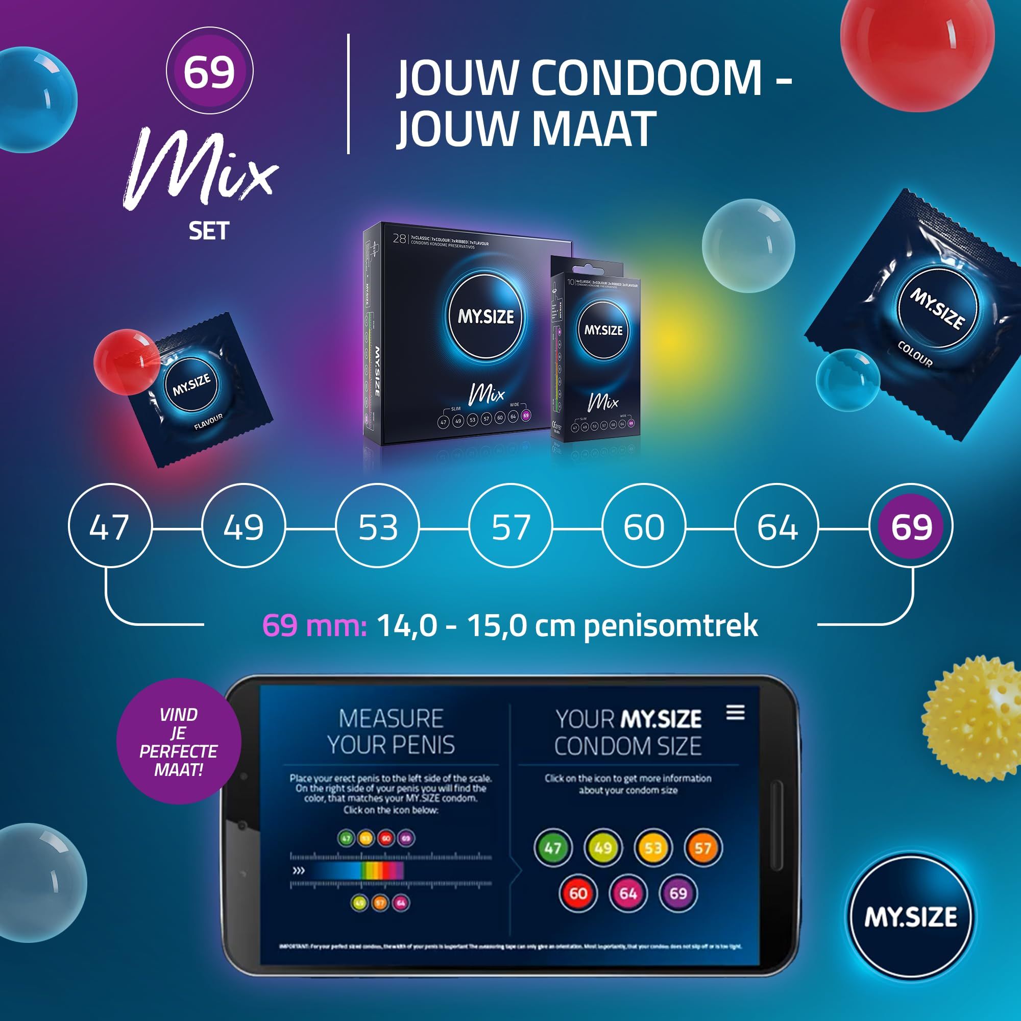 MY.SIZE Mix Condoom Set Maat 7 69mm