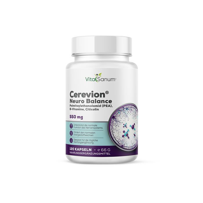 Vita Sanum Cerevion Neuro Balance complément alimentaire, 120 gélules, 550 mg par gélule.