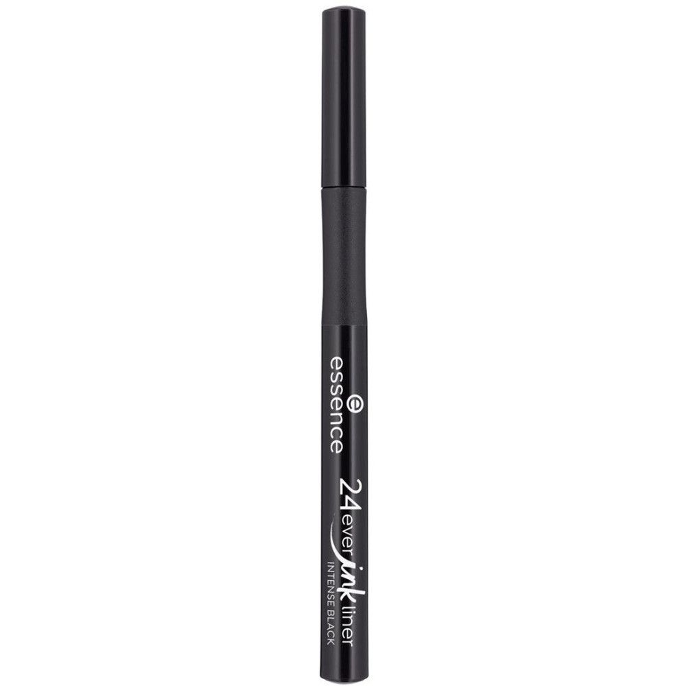 Stylo eyeliner noir. Inscription: essence, 24ever ink liner, intense black. Pointe et manche noirs.