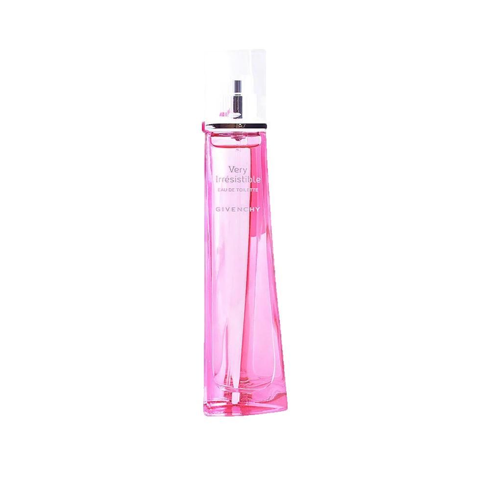 Givenchy Very Irrésistible Eau de Toilette Dames. Roze fles met verstuiver. Opschrift op de fles.
