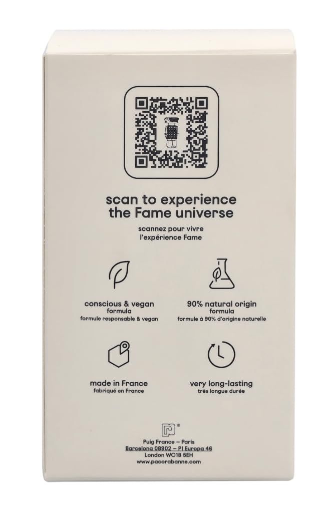 Dos de l'emballage. Texte avec informations sur les ingrédients et l'origine. Code QR à scanner.