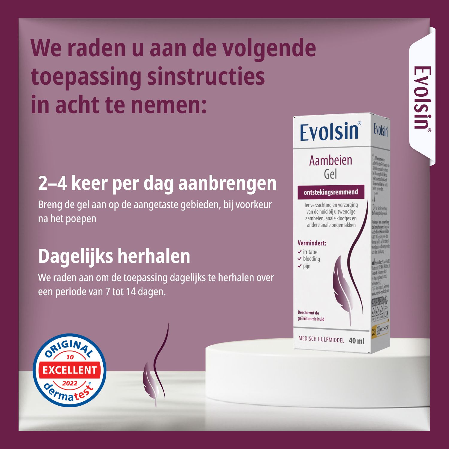 Evolsin Aambeien Gel. 40 ml. Dermatologisch getest. Vermindert jeuk, branderigheid, pijn. 67,7%.