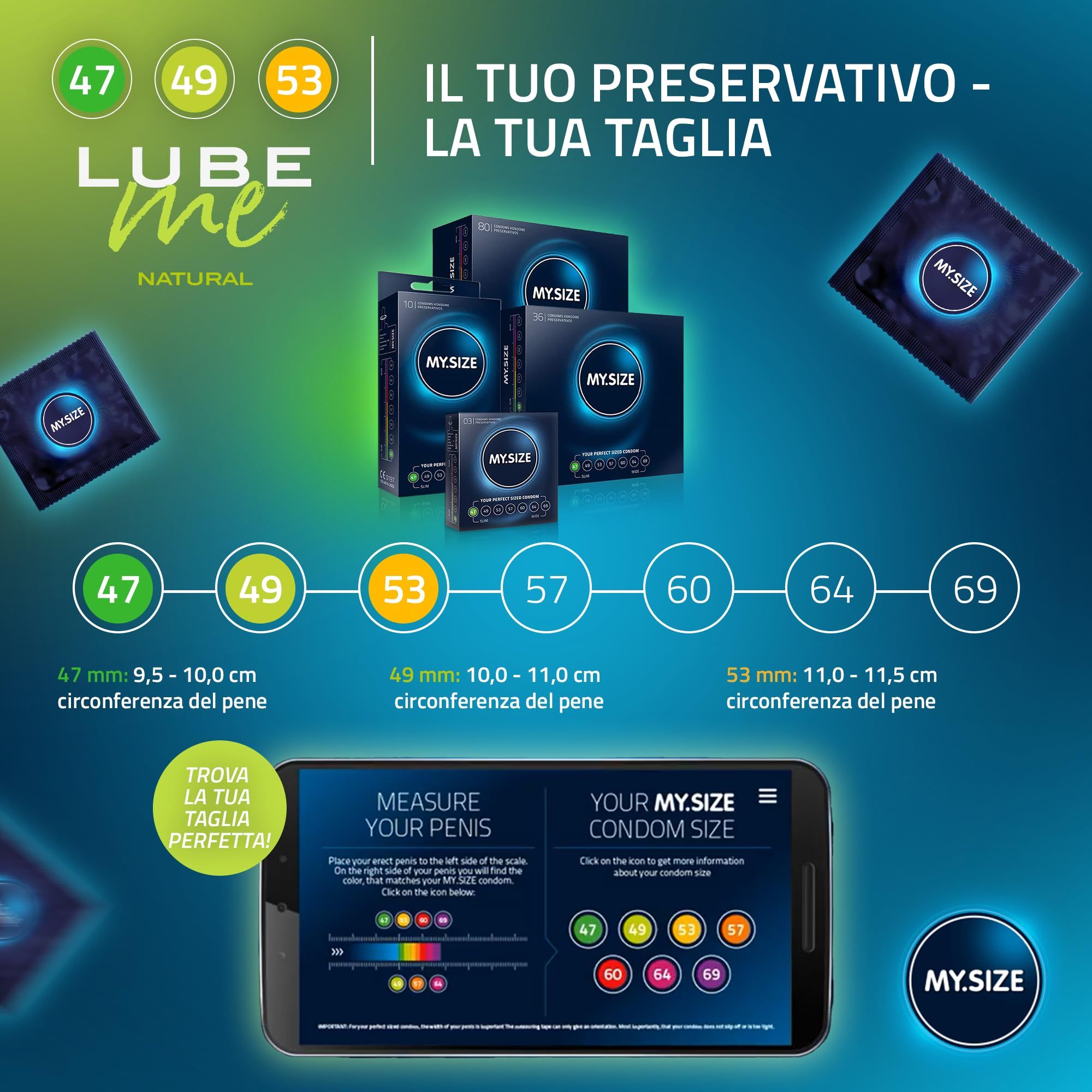 MY.SIZE Préservatifs + LUBE ME Natural Set