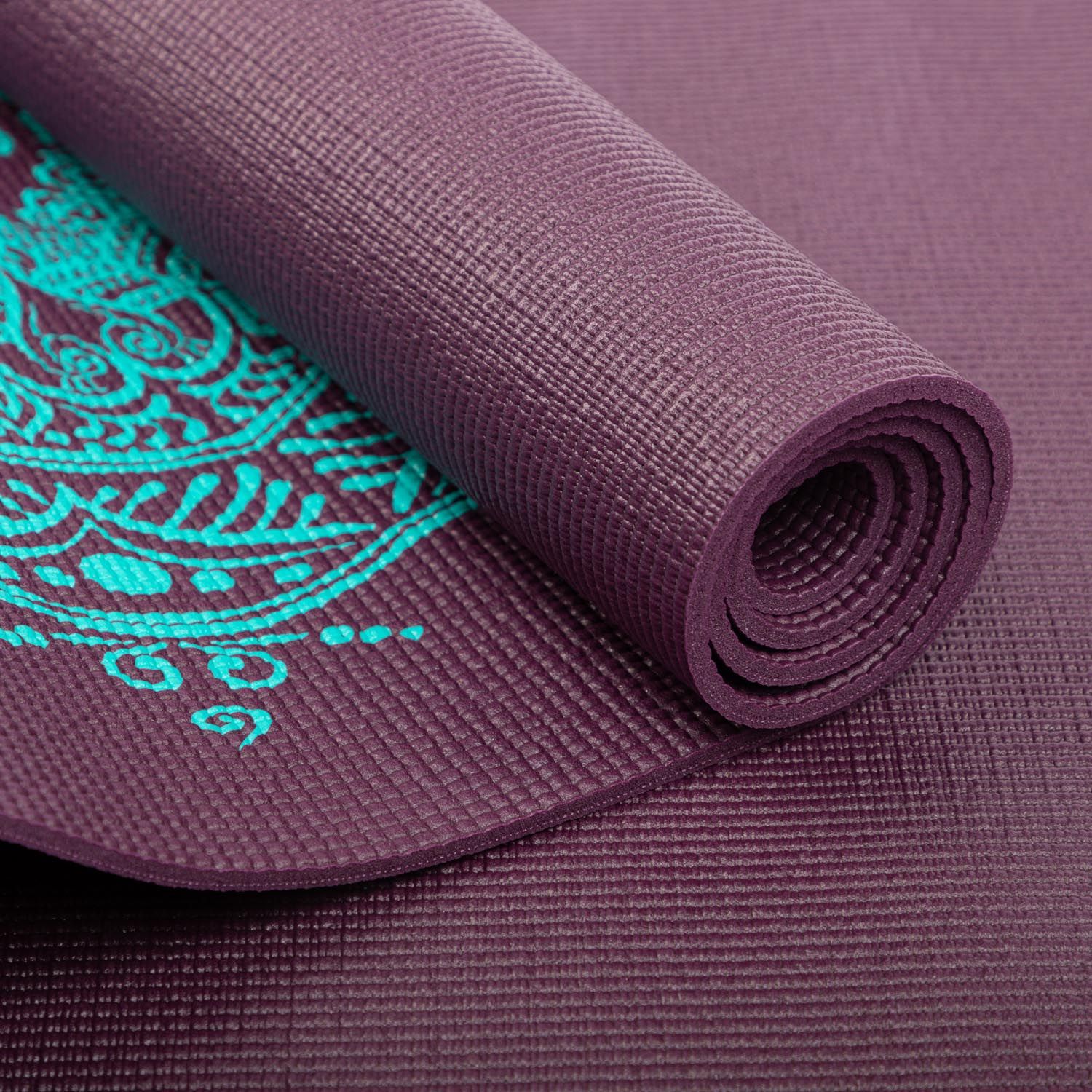 bodhi LEELA Collectie PVC yogamat aubergine/turquoise