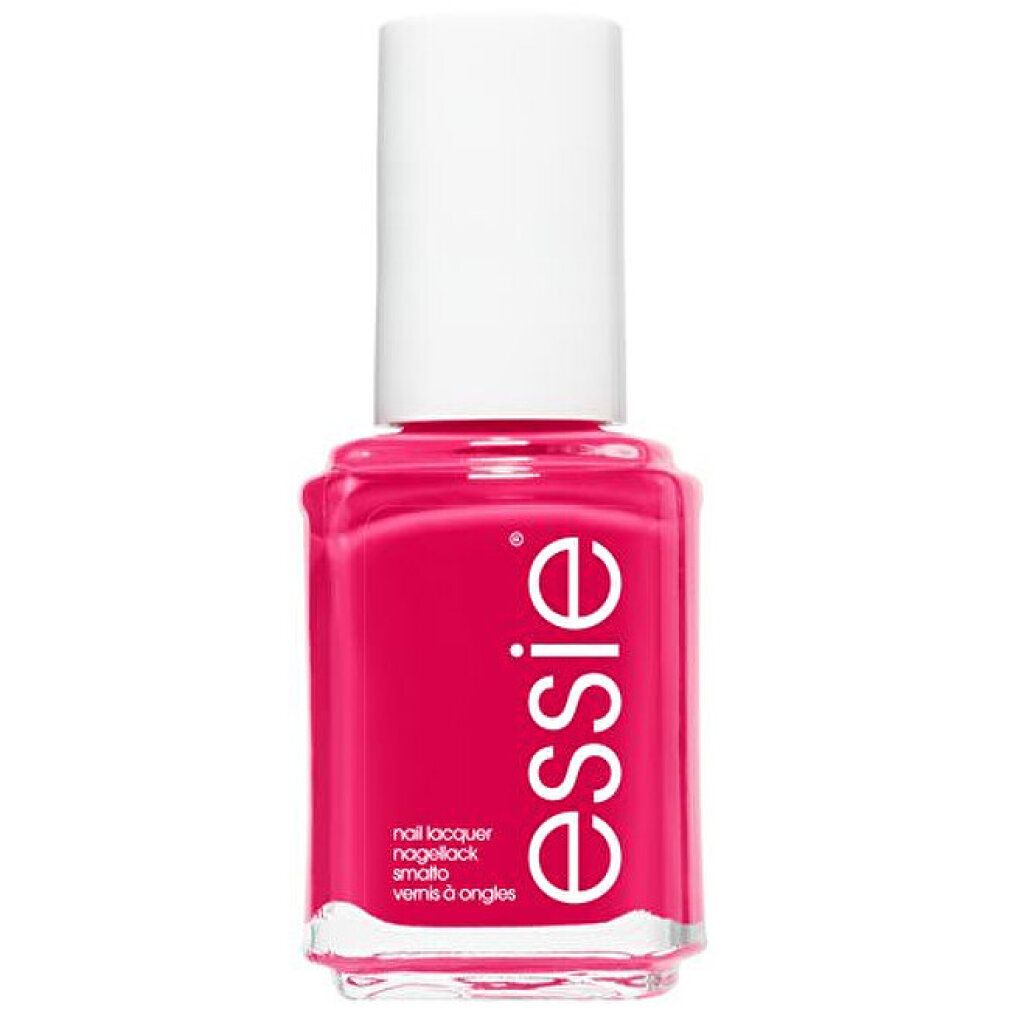 Vernis à ongles Essie rose vif. Flacon transparent avec capuchon blanc.