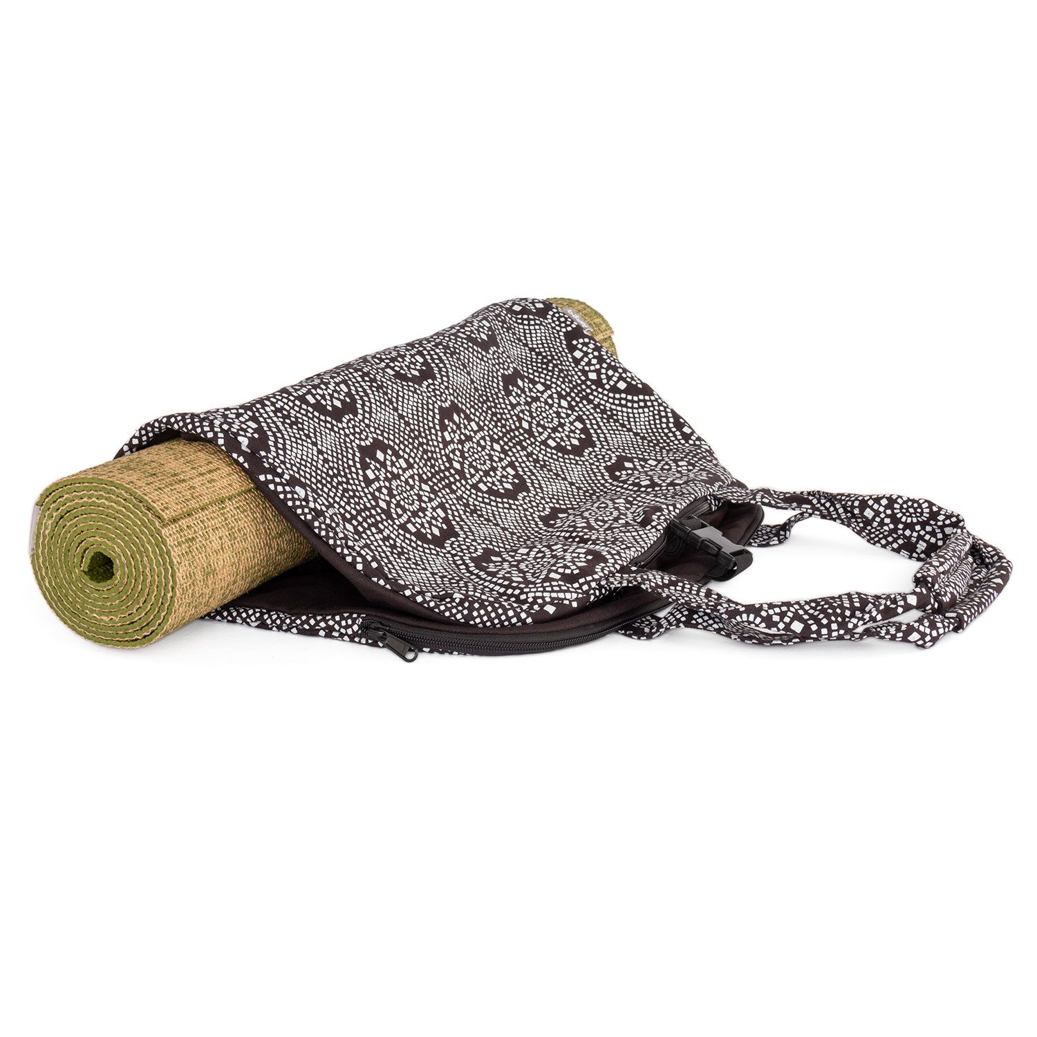 bodhi Collection Maharaja : Sac de yoga à motifs NAMASTÉ "Bandhani", noir/blanc