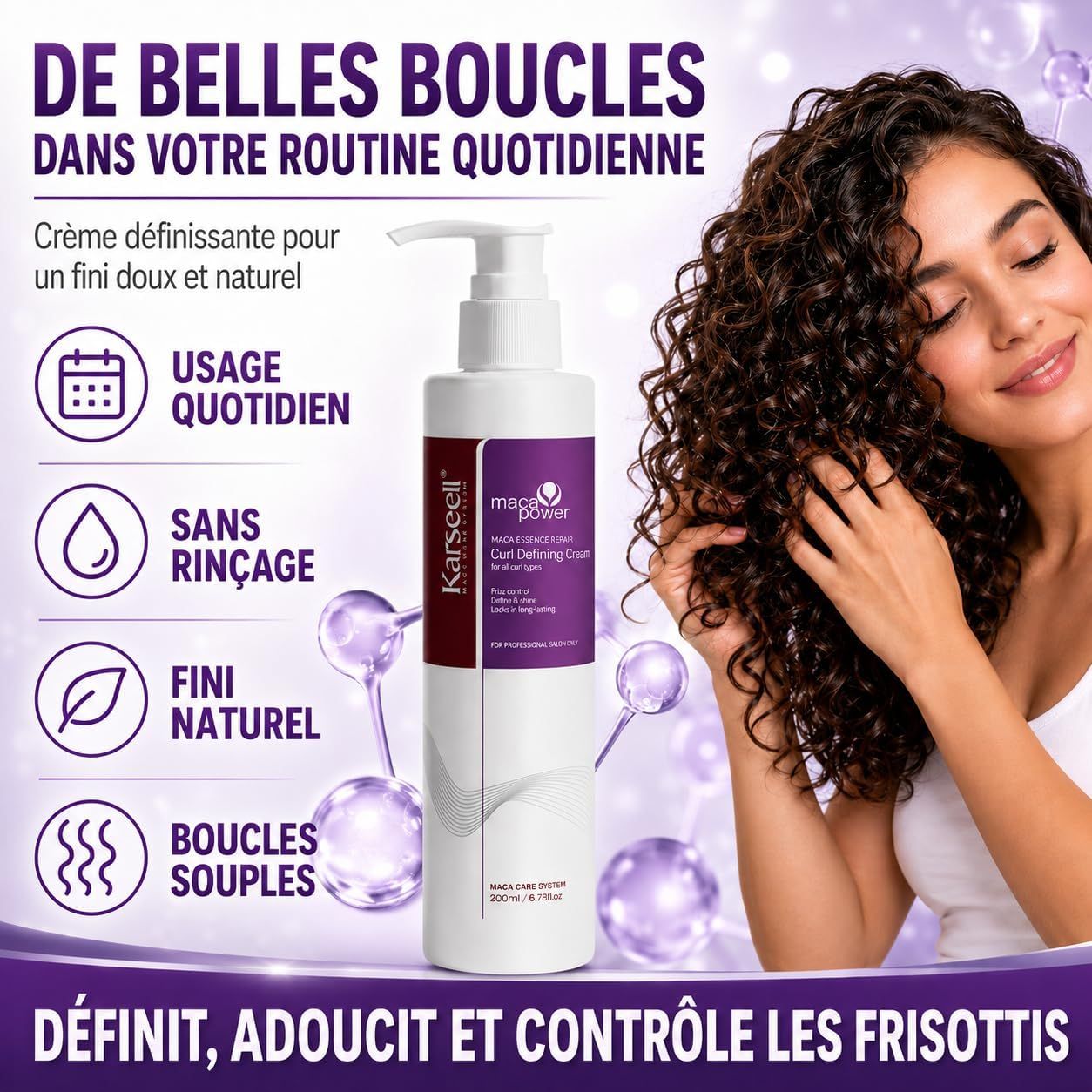Flacon pompe de crème définissant les boucles, 200ml.