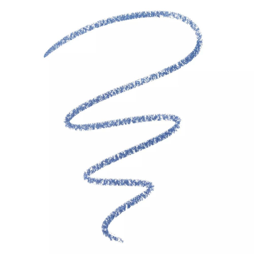 Ligne ondulée bleue tracée par un crayon gel pour les yeux.