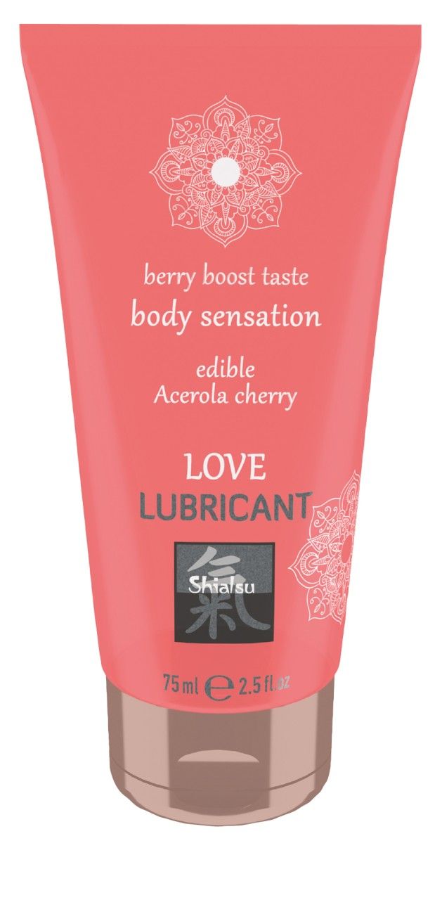 Shiatsu Love glijmiddel, 75ml, kersensmaak, eetbaar.