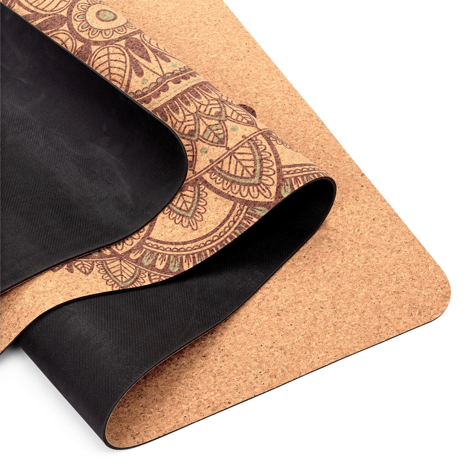 bodhi Tapis de yoga en liège MANDALA, imprimé bicolore brun foncé/turquoise