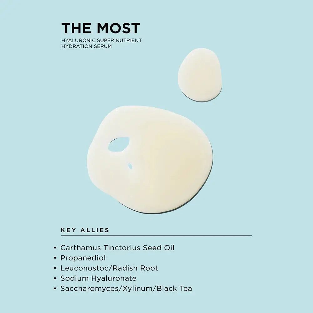 Gouttes de sérum hydratant PSA The Most Hyaluronic Super Nutrient.