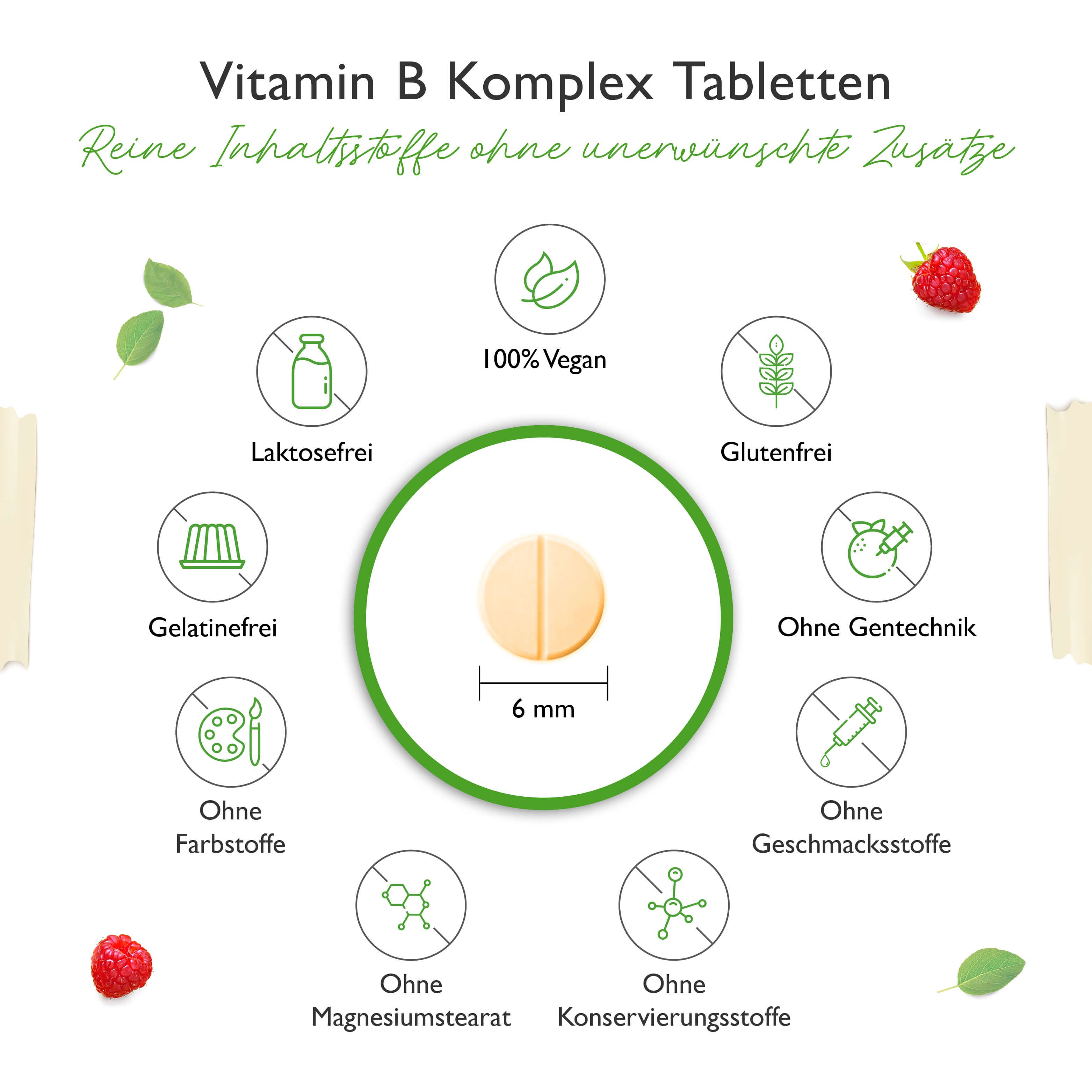 Comprimé, 6 mm. Sans : lactose, gluten, gélatine, colorants, OGM, arômes, stéarate de magnésium, conservateurs. 100% végétalien.