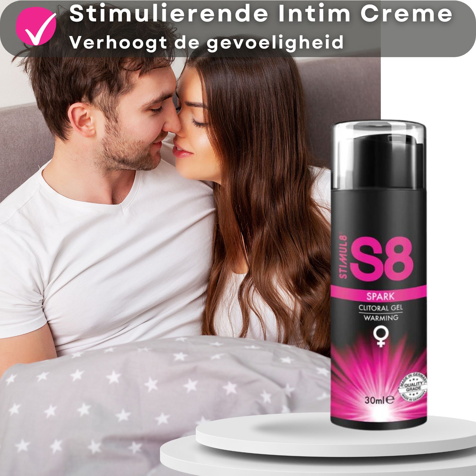 S8 Spark Clitoral Gel Warming, 30ml fles. Stimulerende intieme gel.