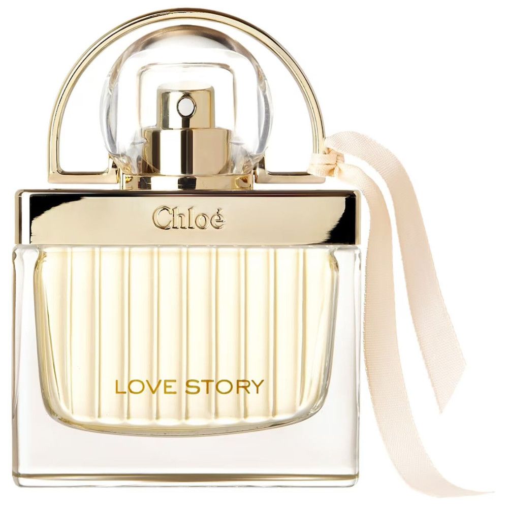 Chloé Love Story Eau de Parfum fles met gouden lint.