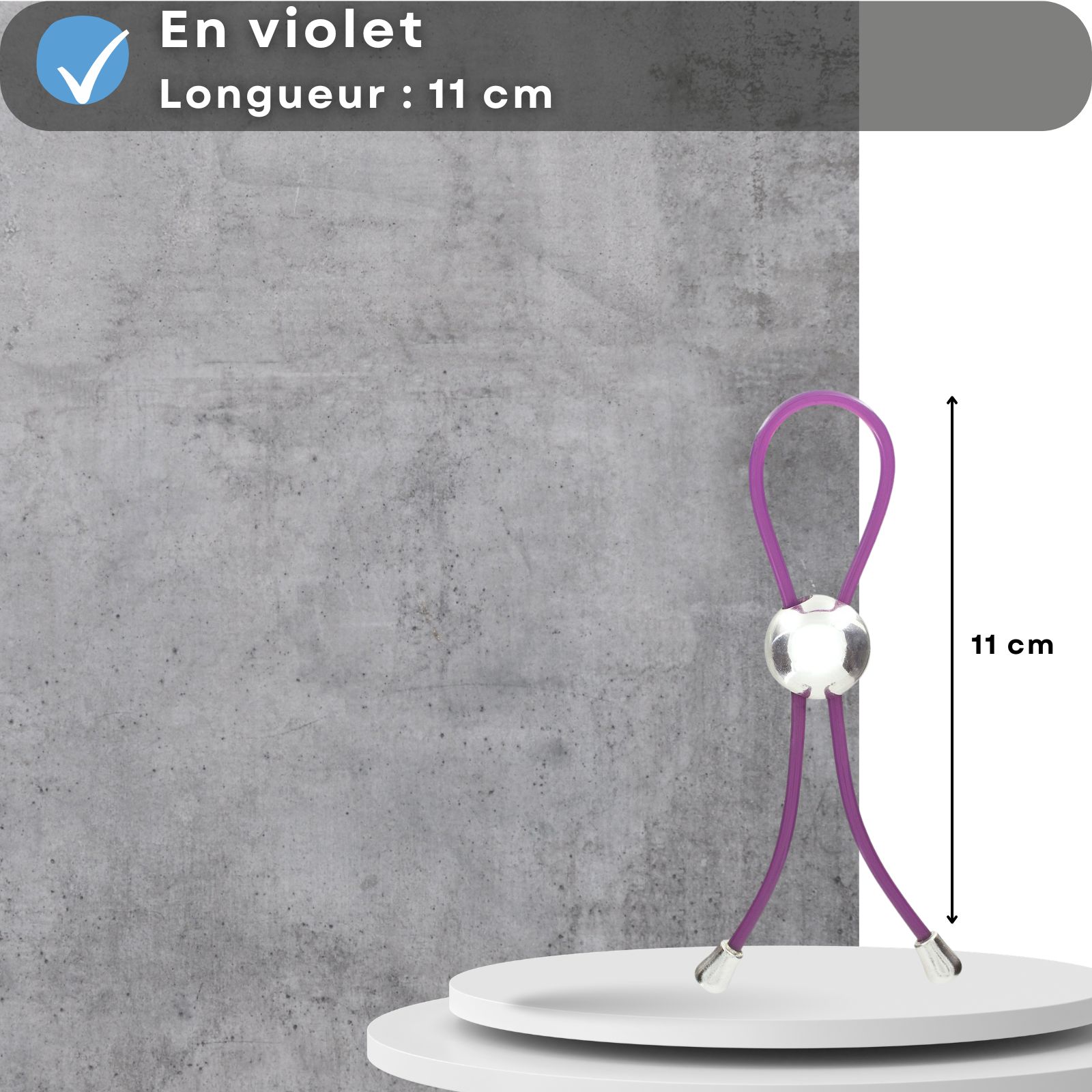 Anneau pénien violet. 11 cm. Texte: En violet, Longueur : 11 cm.