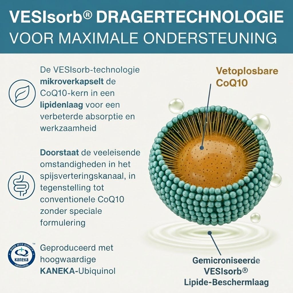 Schema van de VESIsorb-technologie voor micro-encapsulatie van CoQ10.