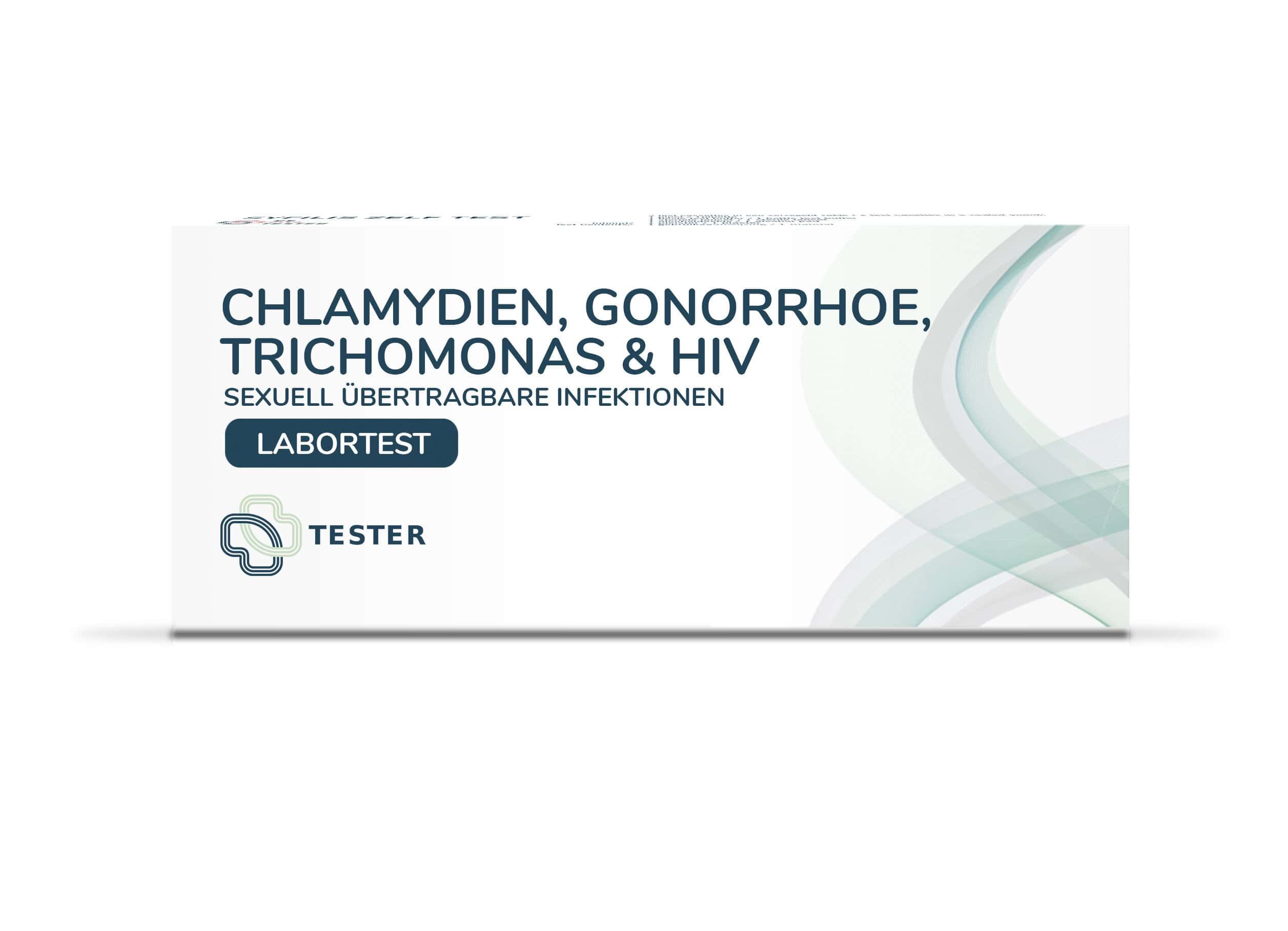 Kit de test de laboratoire pour Chlamydia, Gonorrhée, Trichomonas et VIH. Infections sexuellement transmissibles. Marque : Tester.