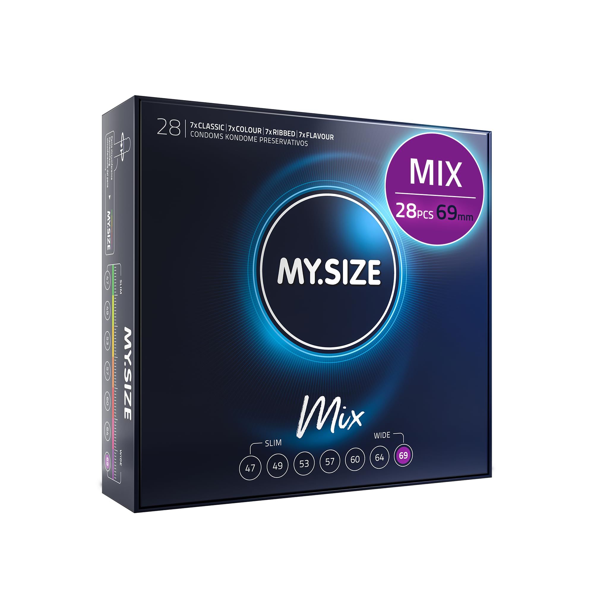 My.Size 69mm MIX: 7 tailles, 4 variantes. Mesurez votre taille pour un ajustement parfait.