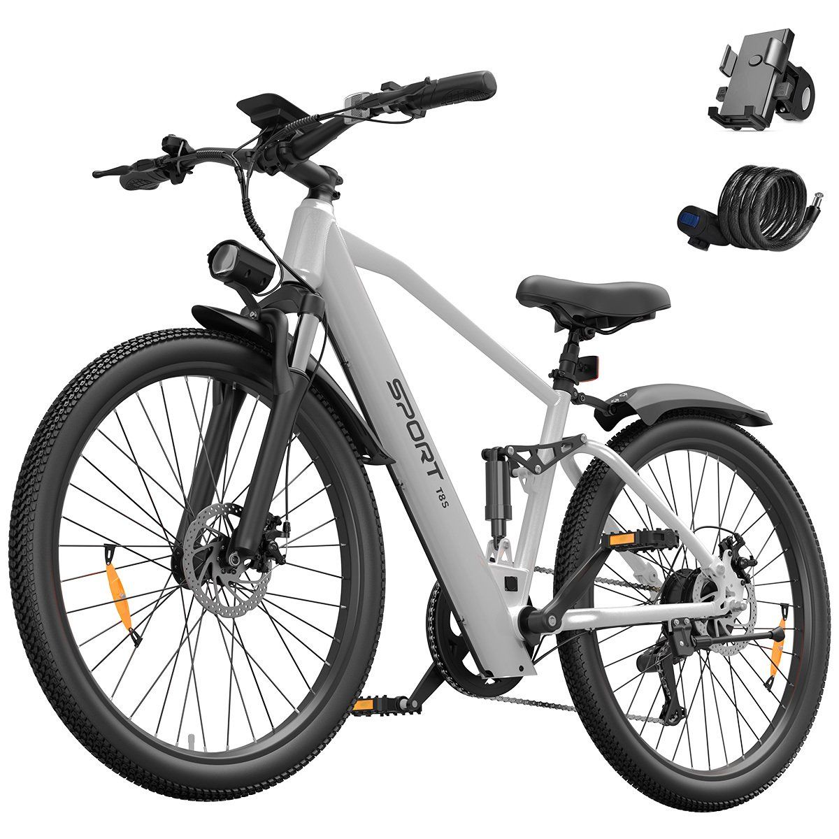 Toofly T8S Volledig geveerde elektrische fiets, 26 inch banden