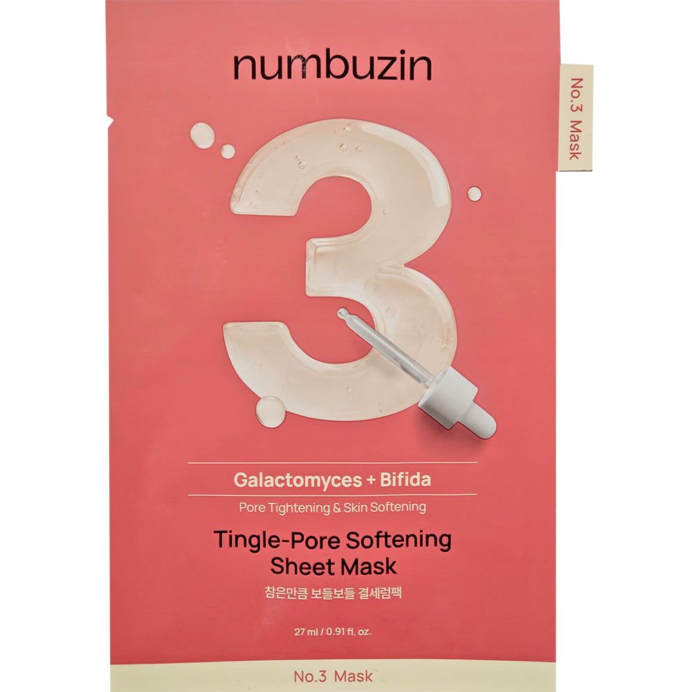 Masque tissu NUMBUZIN No.3 Tingle-Pore avec Galactomyces + Bifida pour affiner les pores.