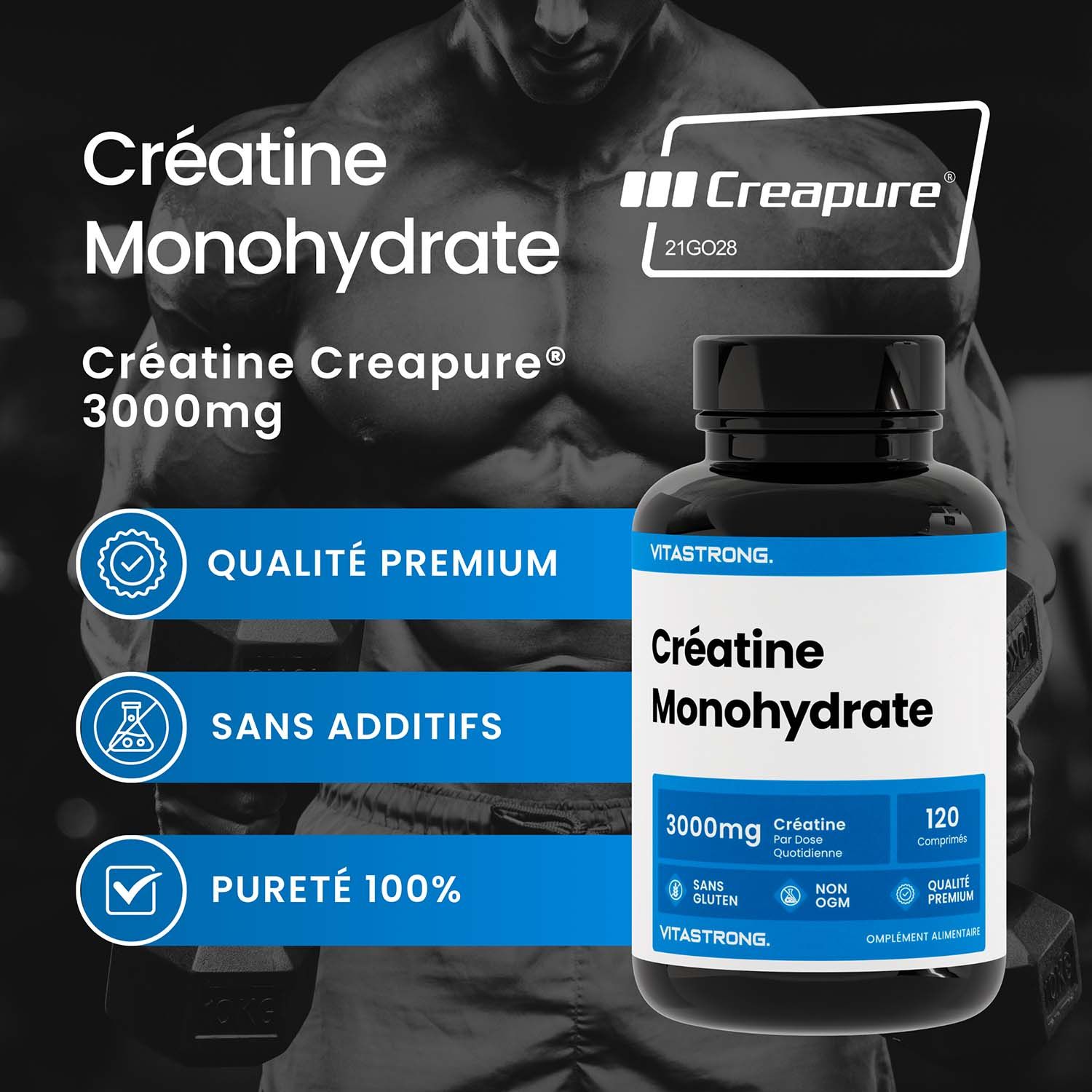 Vitastrong Créatine Creapure® 120CPR