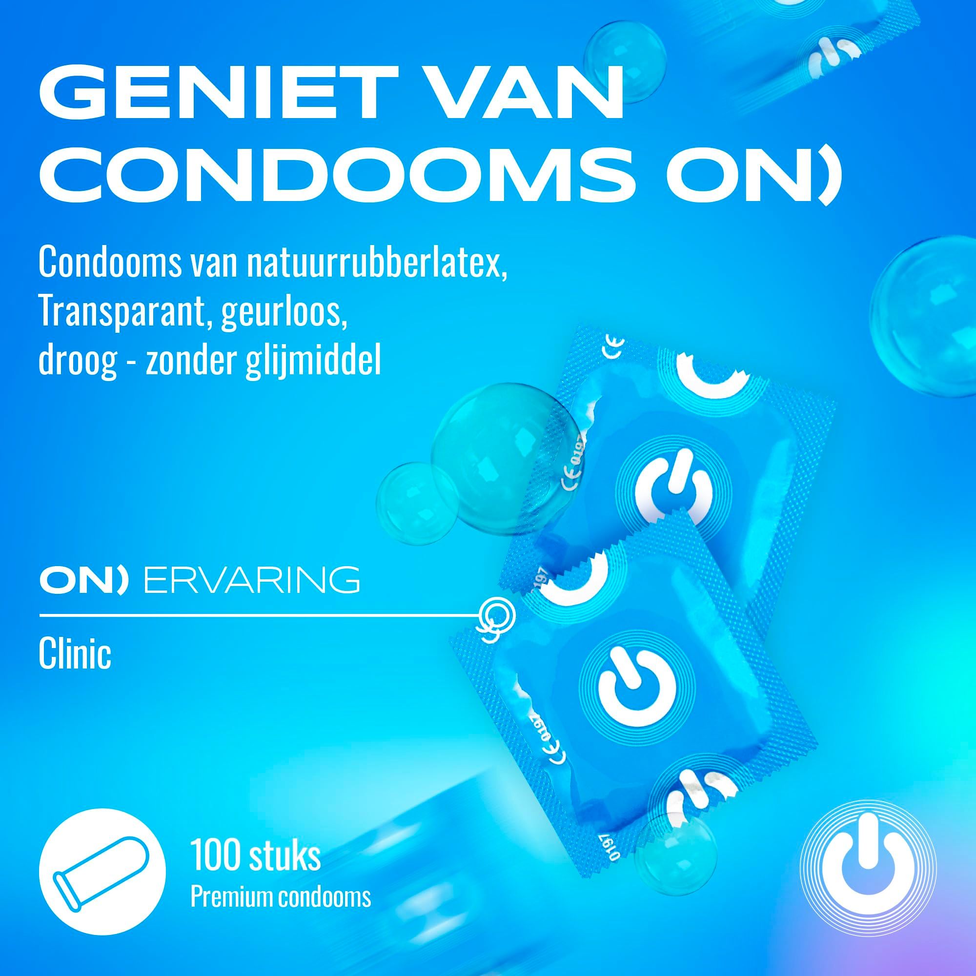 Condooms voor meer opwinding, vegan, verkrijgbaar in verpakkingen van 100 en 1000.